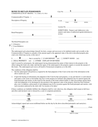 Instructions for Form CC-1309 Bond to Retain Possession - Virginia, Page 2