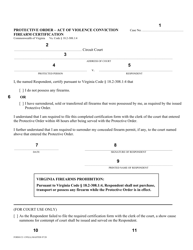 Document preview: Instructions for Form CC-1395(A) Protective Order - Act of Violence Conviction Firearm Certification - Virginia