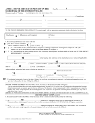 Instructions for Form CC-1418 Affidavit for Service of Process on the Secretary of the Commonwealth - Virginia, Page 2