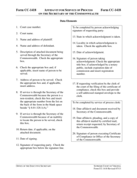 Instructions for Form CC-1418 Affidavit for Service of Process on the Secretary of the Commonwealth - Virginia, Page 3