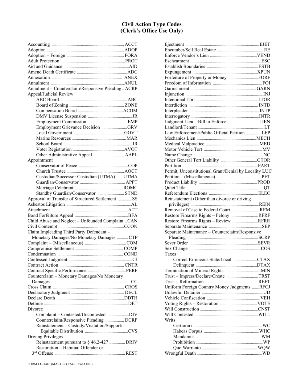 Download Instructions For Form Cc 1416 Cover Sheet For Filing Civil Actions Pdf Templateroller 1257