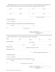 Form CC-1427 Application for Change of Name (Minor) - Virginia, Page 2