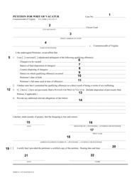 Document preview: Instructions for Form CC-1475 Petition for Writ of Vacatur - Virginia