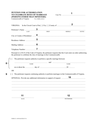 Document preview: Instructions for Form CC-1498 Petition for Authorization to Celebrate Rites of Marriage (Persons Other Than Ministers) - Virginia