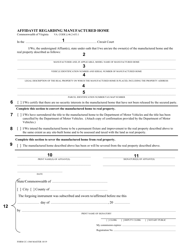 Document preview: Instructions for Form CC-1560 Affidavit Regarding Manufactured Home - Virginia