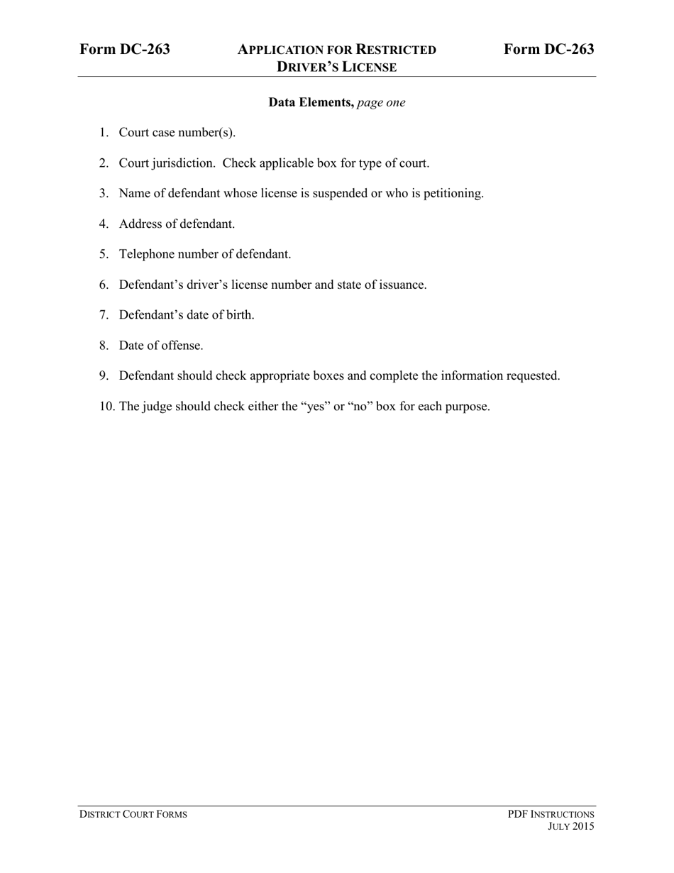 Instructions for Form DC-263 Application for Restricted Drivers License - Virginia, Page 3