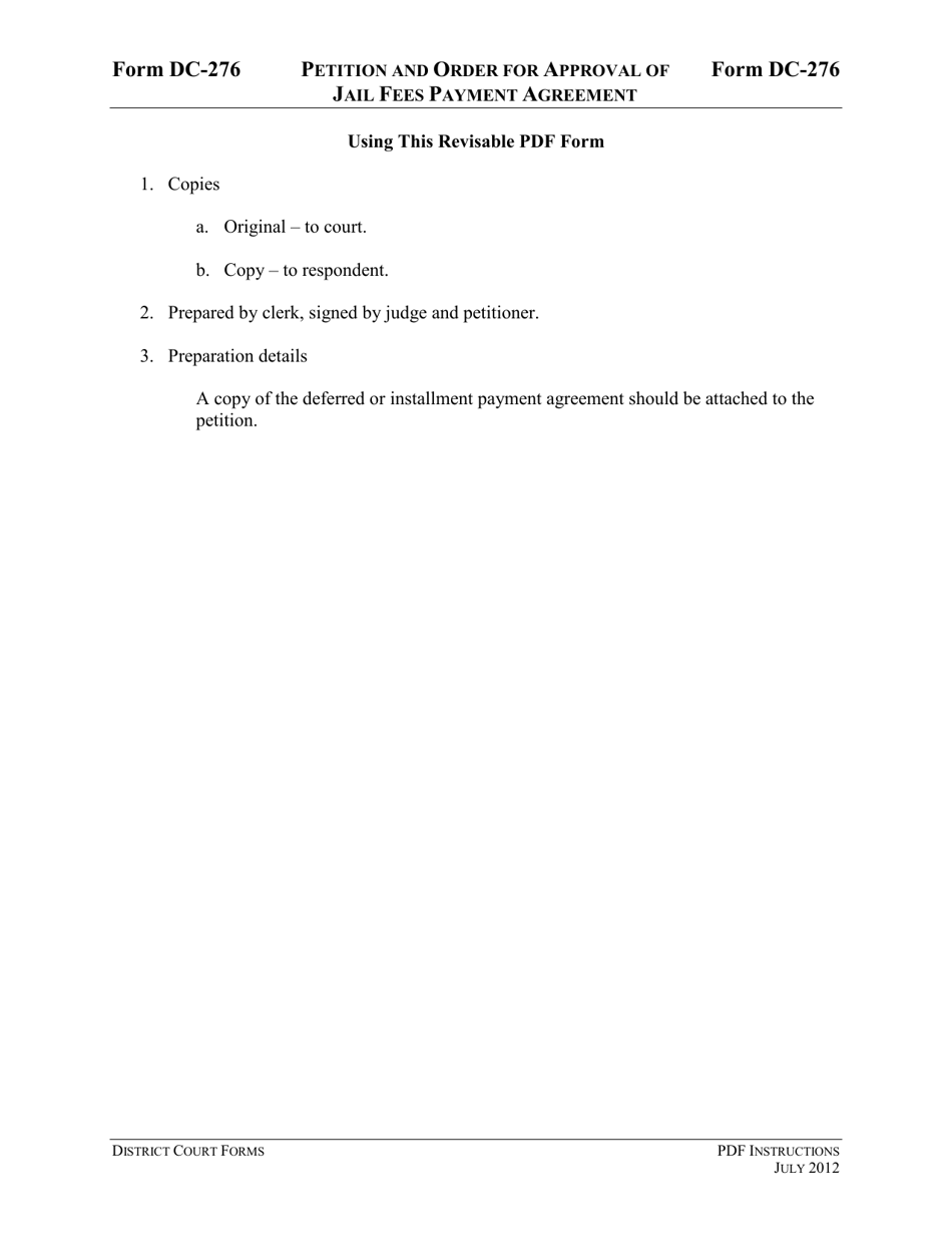 Download Instructions for Form DC-276 Petition and Order for Approval ...