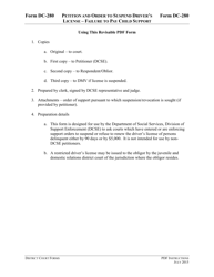 Document preview: Instructions for Form DC-280 Petition and Order to Suspend Driver's License - Failure to Pay Child Support - Virginia