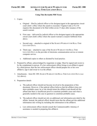 Document preview: Instructions for Form DC-308 Affidavit for Search Warrant for Real-Time Location Data - Virginia