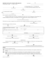 Instructions for Form DC-344 Motion to Waive Court Appearance - Virginia, Page 2