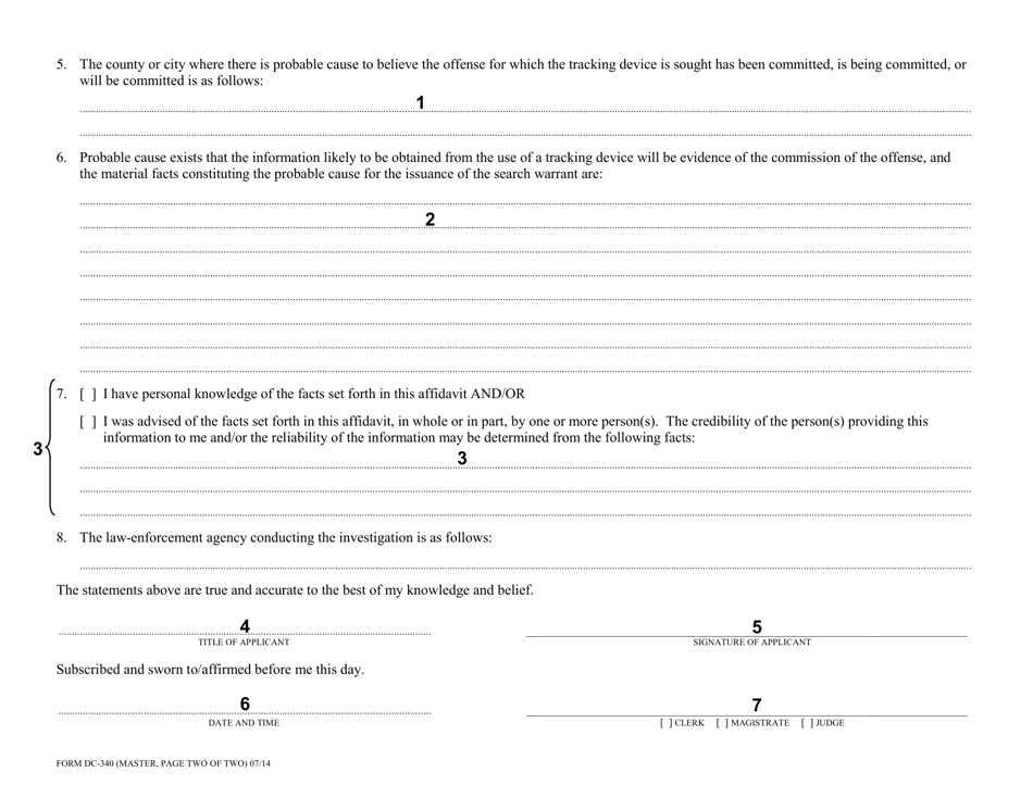 Instructions for Form DC-340 Affidavit for Search Warrant for Tracking Device - Virginia, Page 4