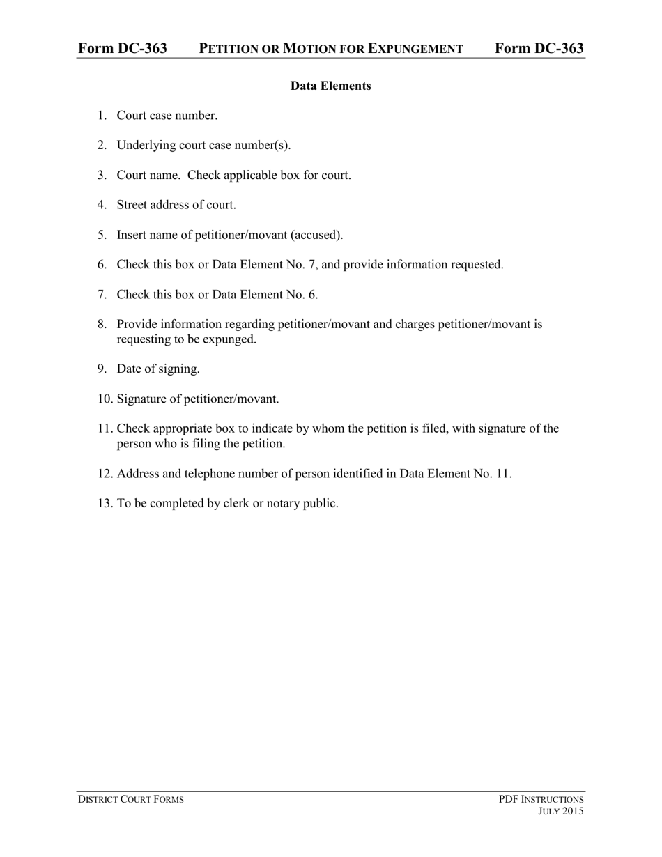 Instructions for Form DC-363 Petition or Motion for Expungement - Virginia, Page 3