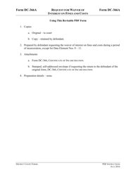Instructions for Form DC-366A Request for Waiver of Interest on Fines and Costs - Virginia