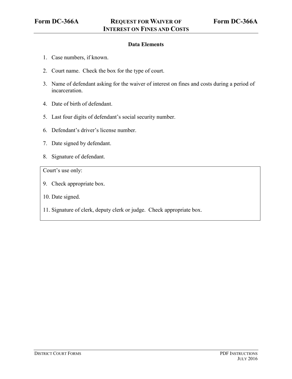 Instructions for Form DC-366A Request for Waiver of Interest on Fines and Costs - Virginia, Page 3