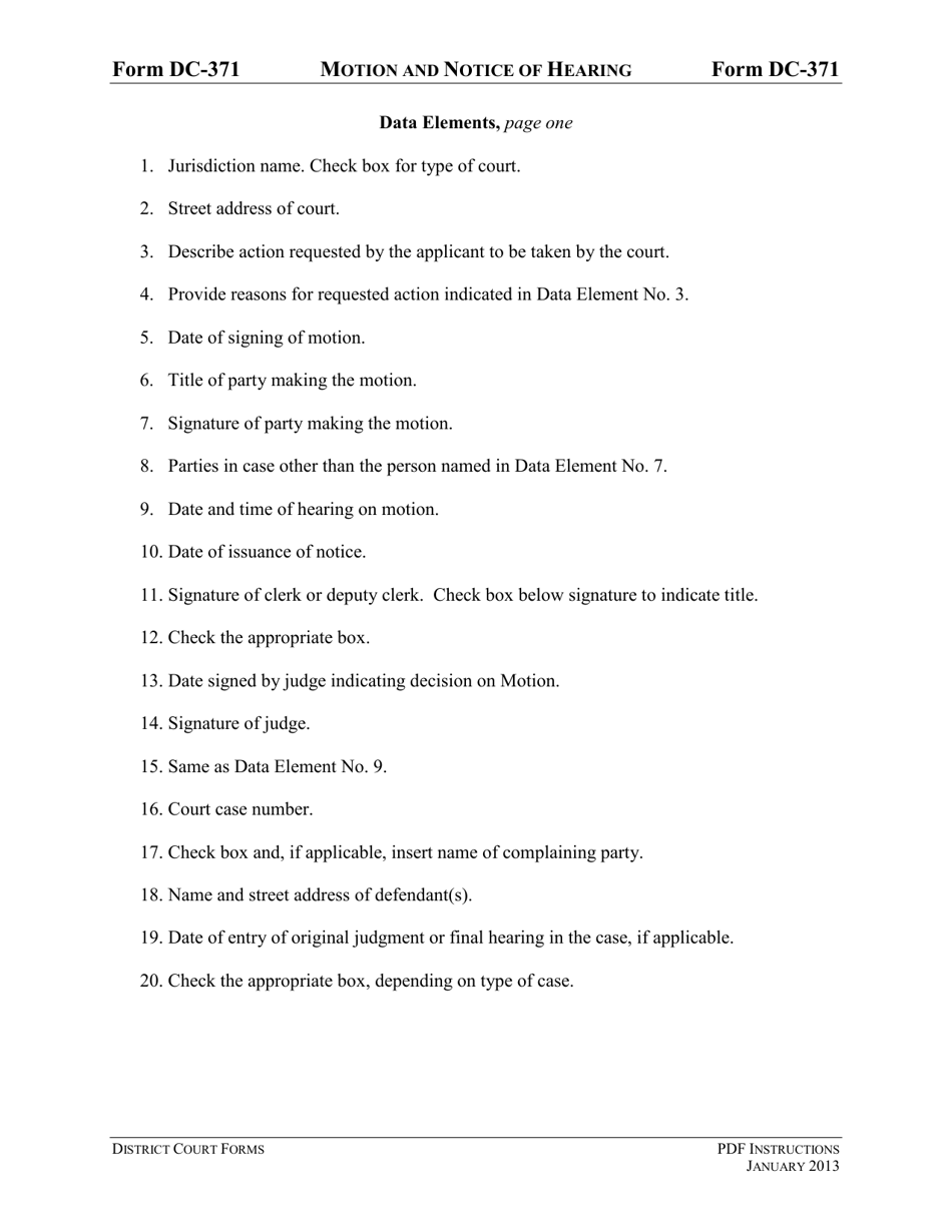 Instructions for Form DC-371 Motion and Notice of Hearing - Virginia, Page 3