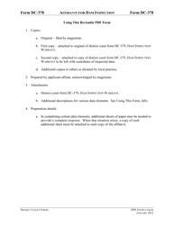 Document preview: Instructions for Form DC-378 Affidavit for Dam Inspection Warrant - Virginia