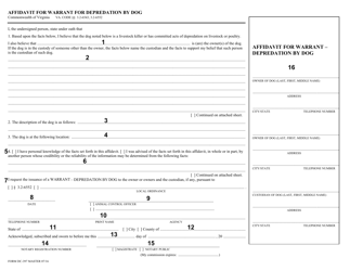 Instructions for Form DC-397 Affidavit for Warrant for Depredation by Dog - Virginia, Page 2