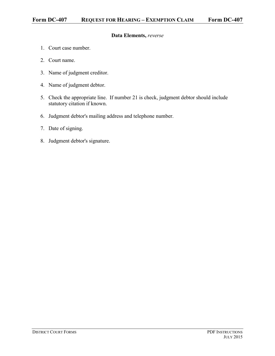 Instructions for Form DC-407 Request for Hearing - Exemption Claim - Virginia, Page 3