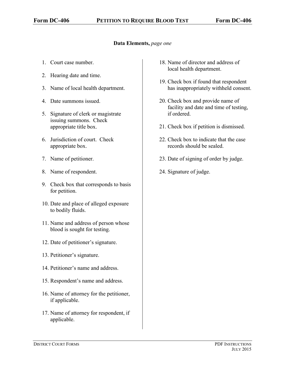 Instructions for Form DC-406 Petition to Require Blood Test - Virginia, Page 3