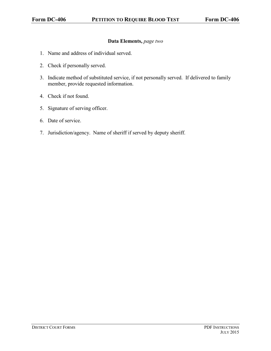 Instructions for Form DC-406 Petition to Require Blood Test - Virginia, Page 5