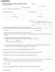 Document preview: Form DC-420 Motion for Show Cause Summons or Capias - Virginia