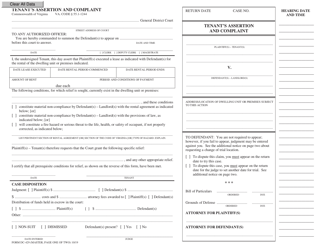 Form DC-429 Tenant&#039;s Assertion and Complaint - Virginia