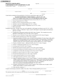 Form DC-454 Request for Hearing - Garnishment/Lien Exemption Claim - Virginia, Page 2