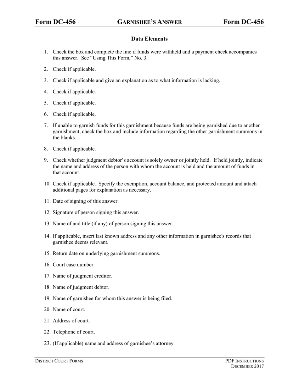 Instructions for Form DC-456 Garnishees Answer - Virginia, Page 3