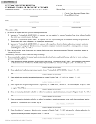Document preview: Form DC-4040 Petition to Restore Right to Purchase, Possess or Transport a Firearm - Virginia