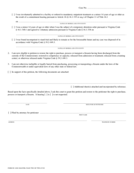 Form DC-4040 Petition to Restore Right to Purchase, Possess or Transport a Firearm - Virginia, Page 2