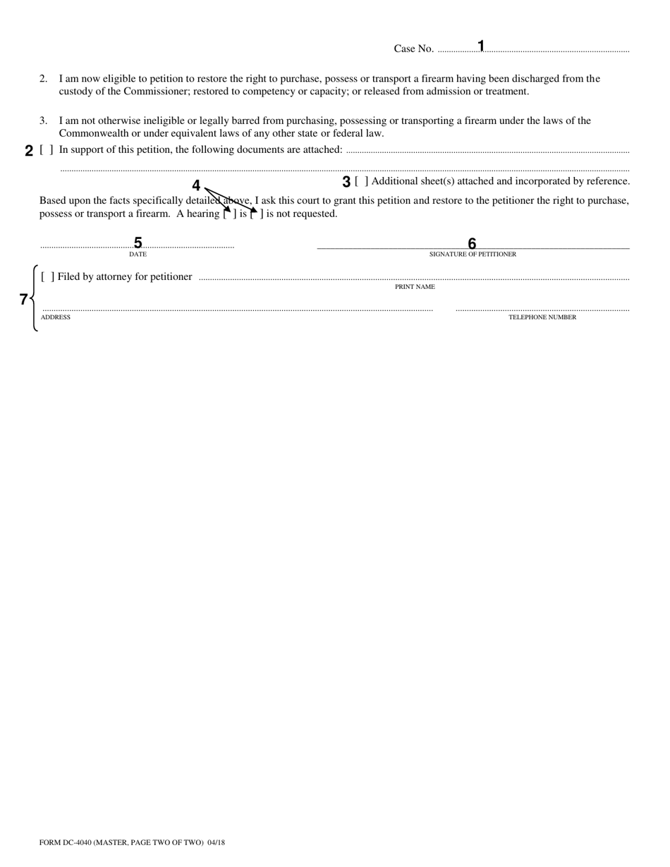 Instructions for Form DC-4040 Petition to Restore Right to Purchase, Possess or Transport a Firearm - Virginia, Page 4