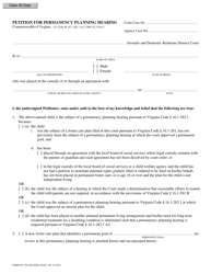 Document preview: Form DC-556 Petition for Permanency Planning Hearing - Virginia