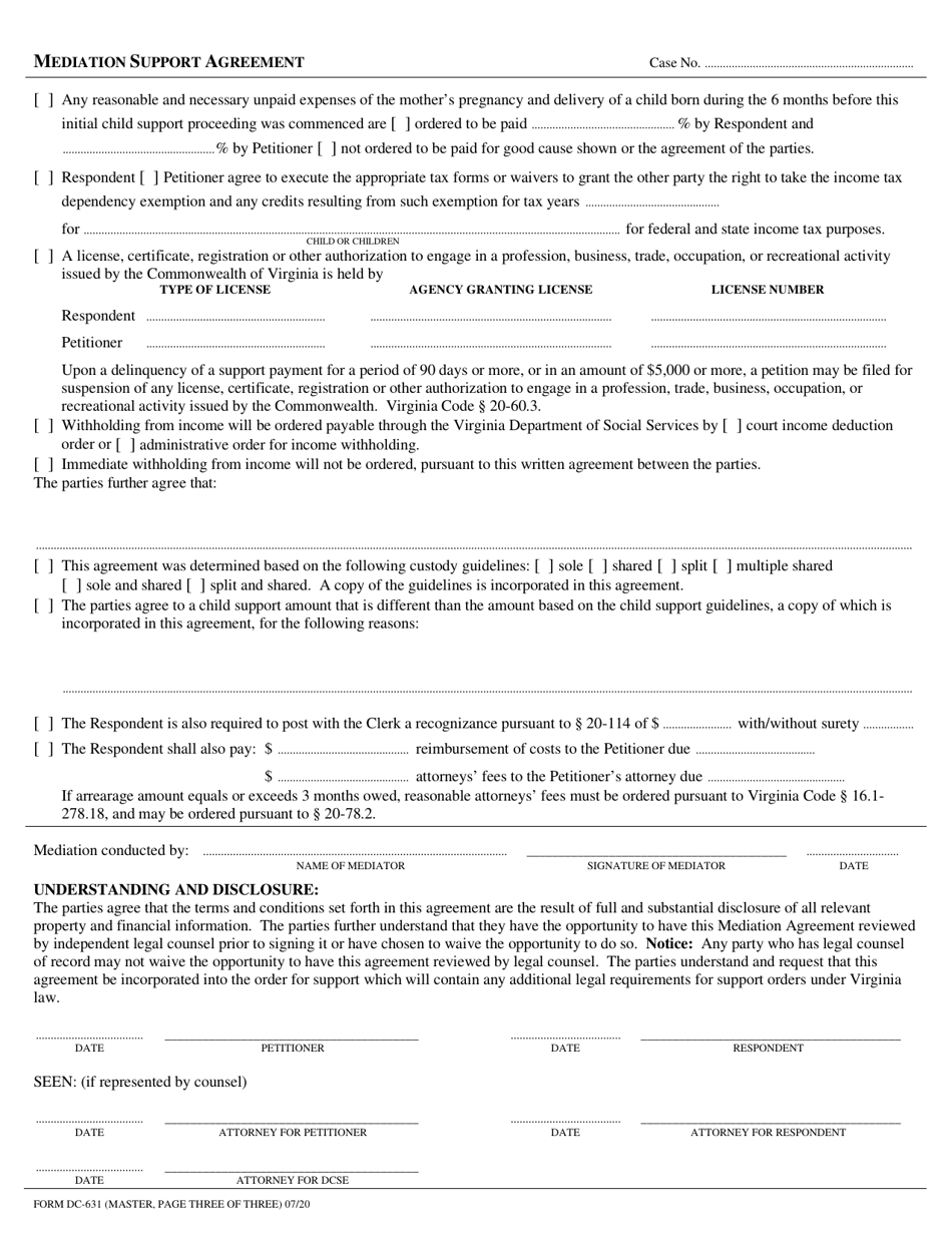 Form DC-631 - Fill Out, Sign Online and Download Fillable PDF, Virginia ...