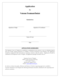 Application for Veterans Treatment Docket - Virginia