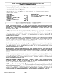 Form CCR CLK37 Certificate of Registration as a Professional Photocopier Corporation/Partnership - Ventura County, California, Page 3
