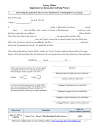 Application for Nomination by Party Primary - County Offices - Wyoming