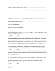 Towing Company Application Form - City of Beaumont, Texas, Page 2