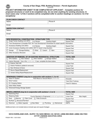 Form PDS291 Residential Building Permit Application - County of San Diego, California, Page 2