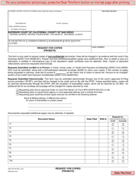 Document preview: Form PR-189 Request for Copies (Probate) - County of San Diego, California