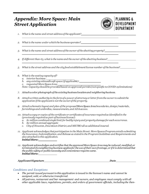 More Space Main Street Application - City of Houston, Texas Download Pdf