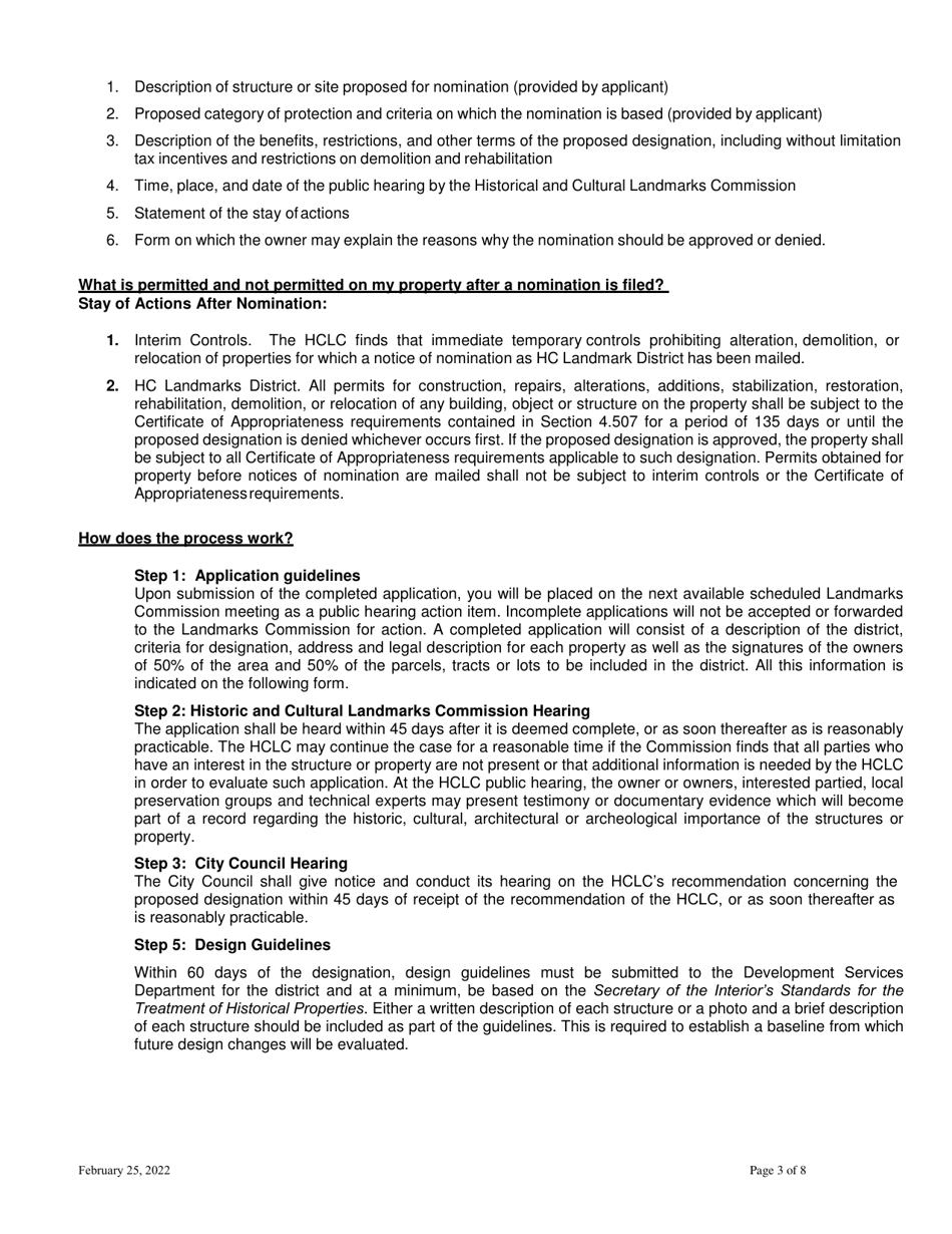 Historic District Designation and Nomination Application - City of Fort Worth, Texas, Page 3