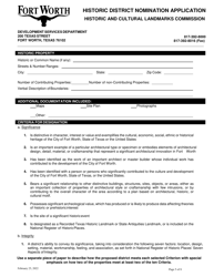 Historic District Designation and Nomination Application - City of Fort Worth, Texas, Page 5