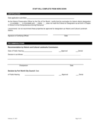 Historic District Designation and Nomination Application - City of Fort Worth, Texas, Page 8