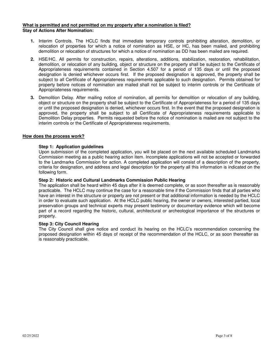 Designation of Individual Property Nomination Application - City of Fort Worth, Texas, Page 3