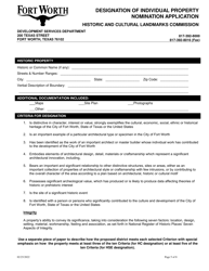 Designation of Individual Property Nomination Application - City of Fort Worth, Texas, Page 5