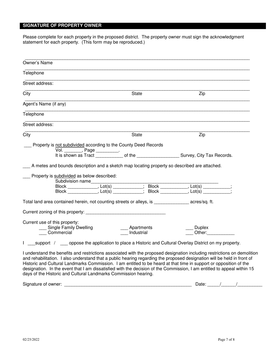 Designation of Individual Property Nomination Application - City of Fort Worth, Texas, Page 7