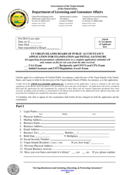 Document preview: Certified Public Accountant Application for Examination and Initial Licensure - Virgin Islands