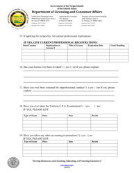 Certified Public Accountant Application for Examination and Initial Licensure - Virgin Islands, Page 2