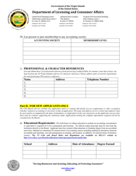 Certified Public Accountant Application for Examination and Initial Licensure - Virgin Islands, Page 3