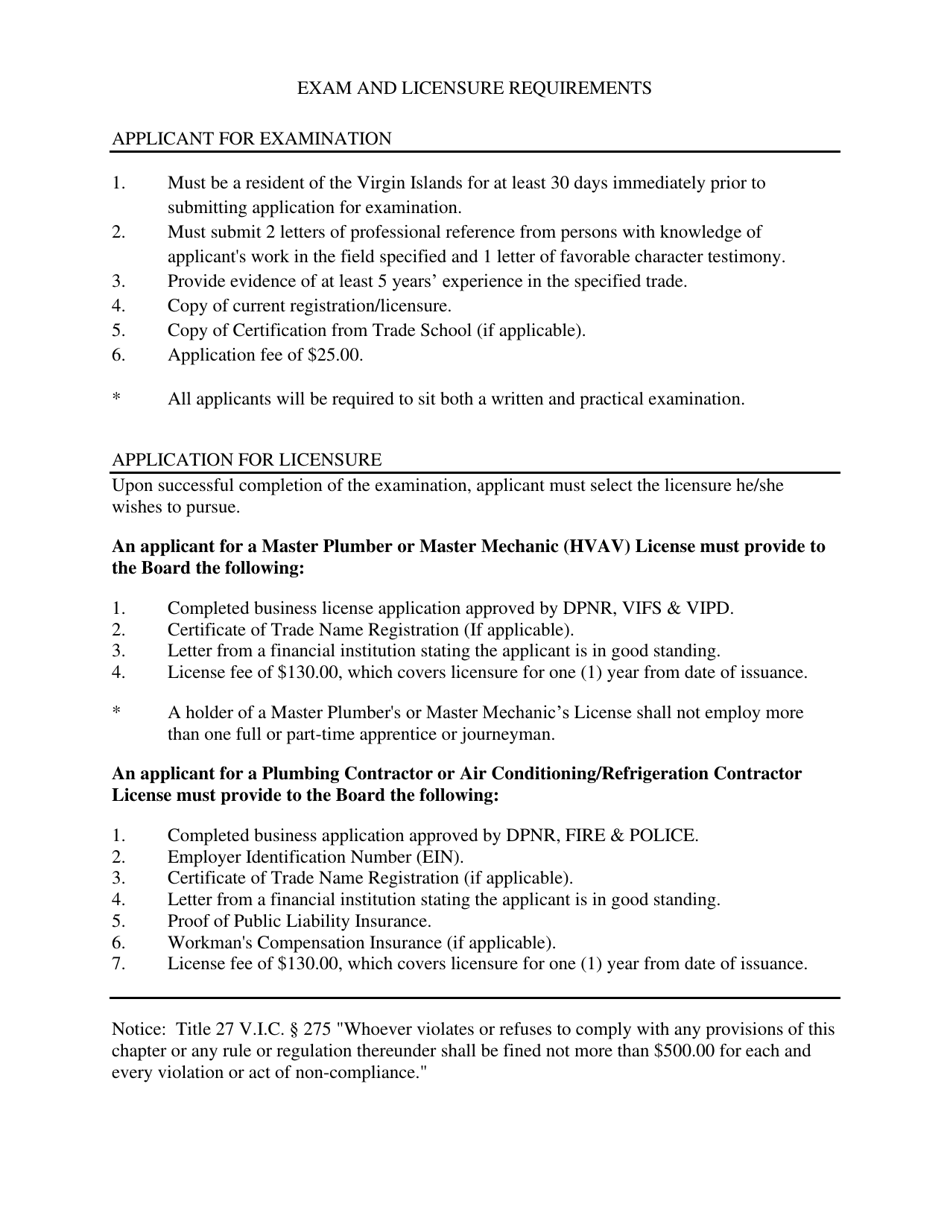 Plumbing Master Mechanic Exam Application - Virgin Islands, Page 5